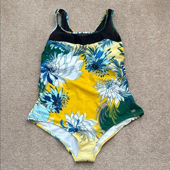 NWT Marina Rinaldi Sport Sagoma Floral High Neck One Piece Swimsuit Size XXL - Picture 1 of 8
